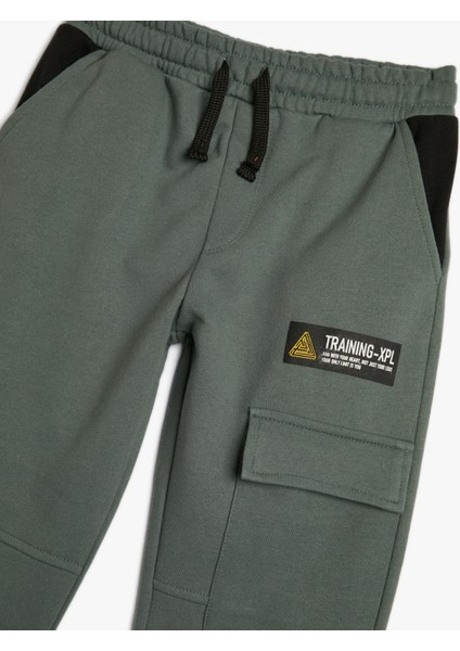 Jogger Eşofman Altı Beli Bağlamalı Cepli Baskı Detaylı