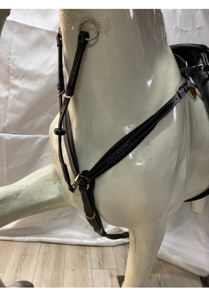 Ithal Deri Göğüslüklü Martingal Dolgulu ve Lastikli (Siyah)