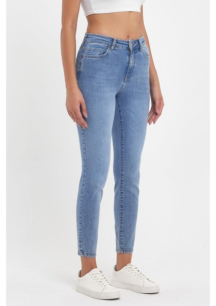 Kadın Gabriella Dirty Med Blue Skinny Jean Pantolon