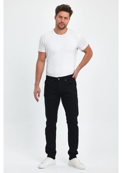 Erkek Edward Siyah Slim Straight Renkli Jean Pantolon
