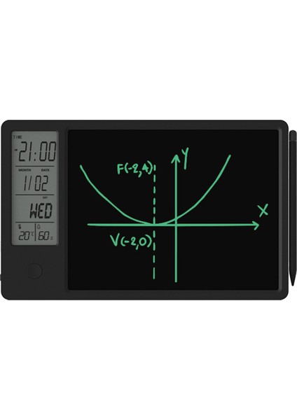 LCD Çalar Saat ve Yazma Tableti Silme Özellikli Termometre (Siyah) (Yurt Dışından)