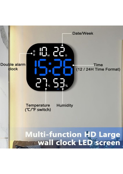 13 Inç Duvar Saati Parlaklığı Ayarlanabilir Rc LED Dijital Saat Dekor-B (Yurt Dışından)