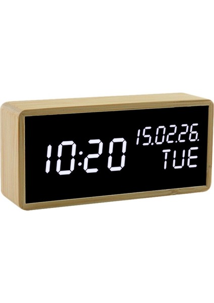 Yatak Odası Için Çalar Saat, Pil LED 12/24H, Zaman Tarih Sesli, Beyaz (Yurt Dışından)