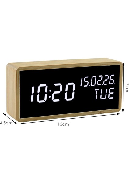 Yatak Odası Için Çalar Saat, Pil LED 12/24H, Zaman Tarih Sesli, Beyaz (Yurt Dışından) indirimleri