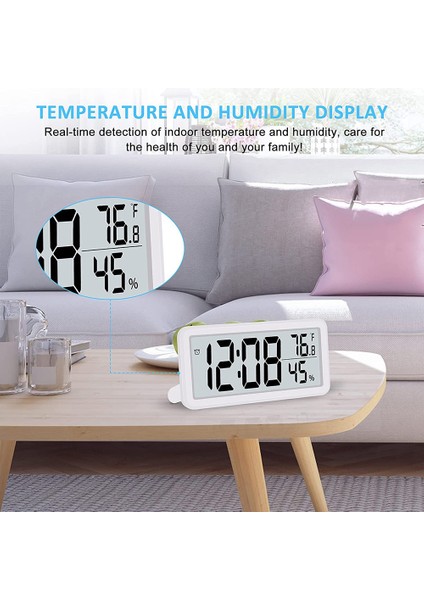 Dijital Çalar Saat, Pille Çalışan LCD Ektronik Saat Beyaz (Yurt Dışından) indirimleri
