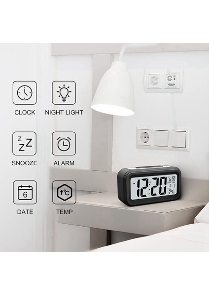 LED Işıklı Çalar Saat, Pille Çalışan Sessiz Alarm, Siyah (Yurt Dışından)