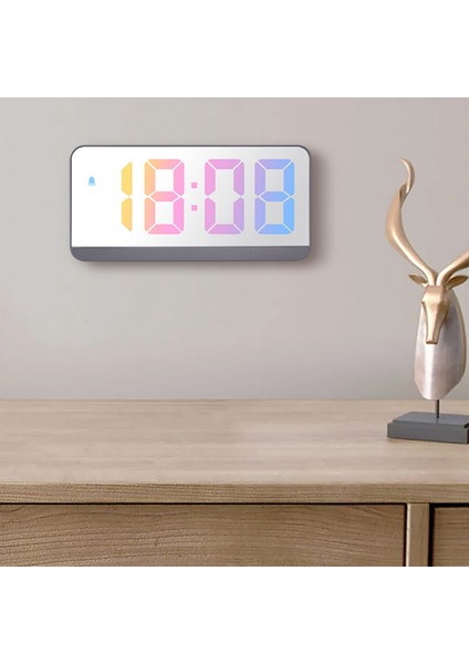 Gece Modu Masa Saati 12/24H Gece Fonksiyonlu LED Saat, Beyaz (Yurt Dışından)