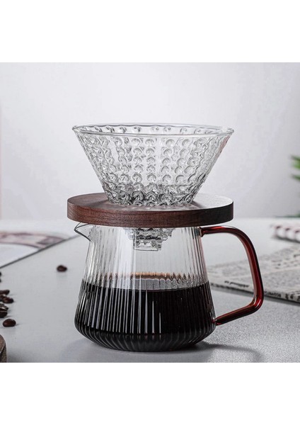 V60 -350ML Için Isıya Dayanıklı Kahve Sunucusu Dikey Şeritler Üzerine Dökün (Yurt Dışından)