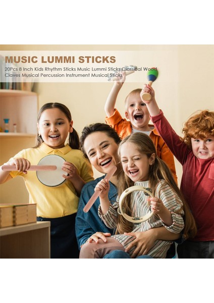 20 Adet 8 Inç Çocuk Ritim Çubukları Müzik Lummi Çubukları (Yurt Dışından)