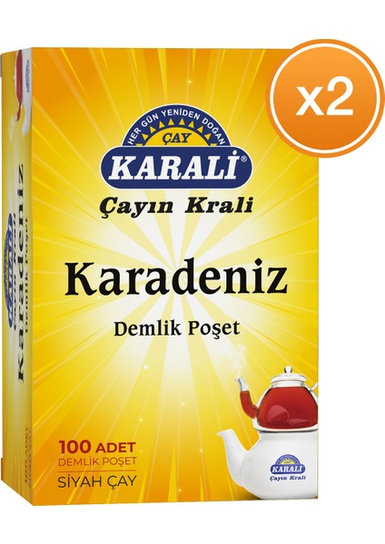 Karali Karadeniz Demlik Poşet Siyah Çay 100'lü x 2 Adet