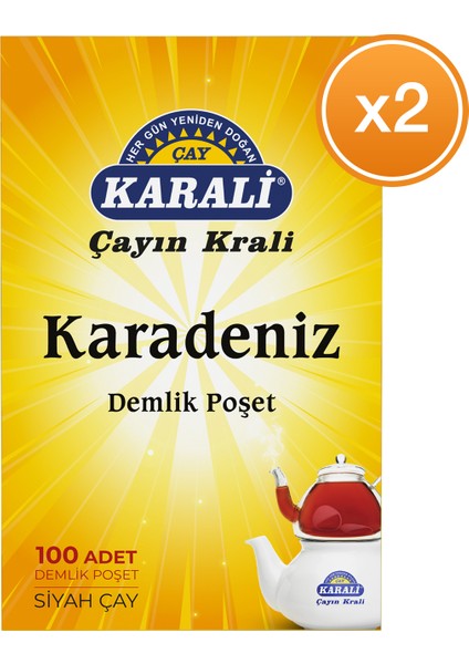 Karali Karadeniz Demlik Poşet Siyah Çay 100'lü x 2 Adet