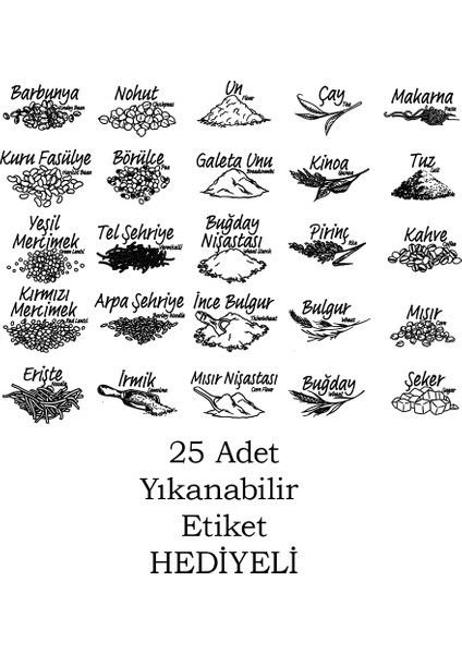 433-4 12'li Kare Etiketli Gıda Erzak Baharat Saklama Kabı Seti 4x(0.60+1.30+1.90 lt) Şeffaf fırsatları