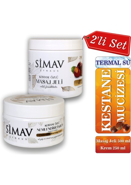 Kestane Özlü ve Termal Sulu Cilt Bakım Seti 2'li - Krem 250ML + Masaj Jeli 500ML