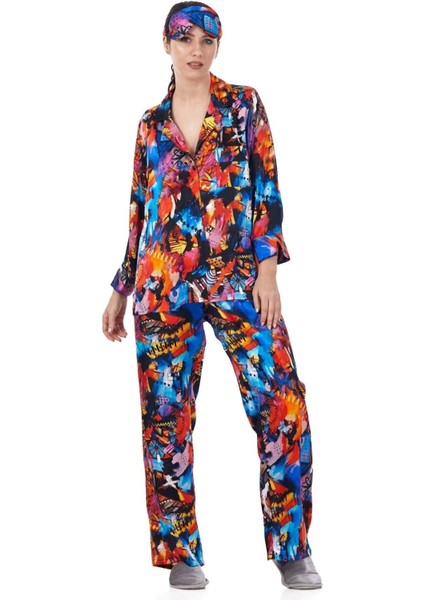 Ipek Gömlek Pantolon-Pijama Takımı | Abstract Desen 6 | Nomads Felt