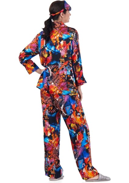 Ipek Gömlek Pantolon-Pijama Takımı | Abstract Desen 6 | Nomads Felt