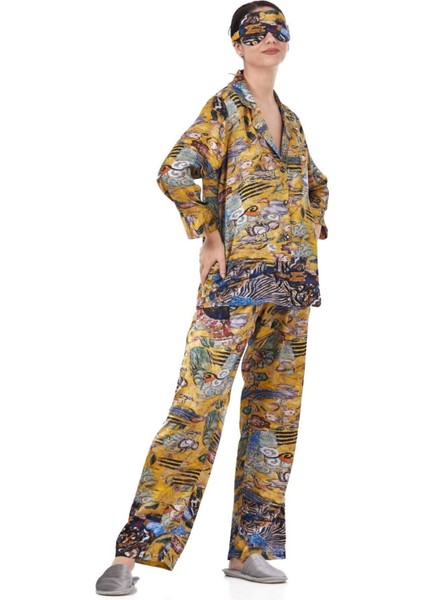 Ipek Gömlek Pantolon-Pijama Takımı | Lady With Fan | Nomads Felt