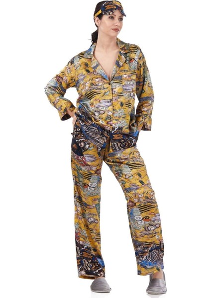 Ipek Gömlek Pantolon-Pijama Takımı | Lady With Fan | Nomads Felt