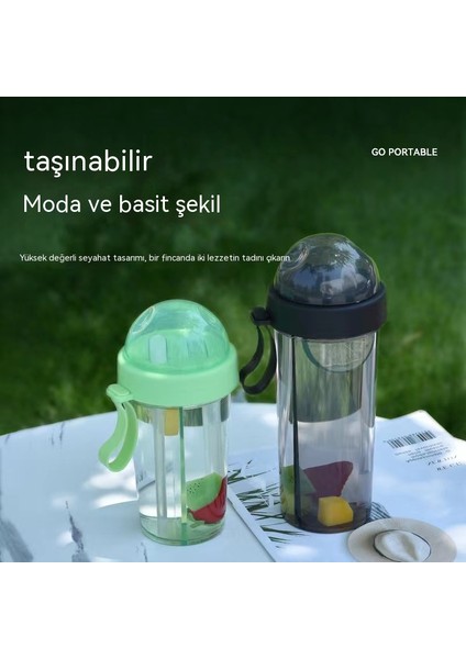 Plastik Çiftli Içme Bardakları Pipetli Çiftli Bardak Taşınabilir Çift Kullanımlı Su Bardakları (Yurt Dışından)