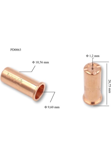 Cb 50 - Cb 70 1,2mm Uzun Plazma Kesim Memesi PD0063-12 1 adet fiyatıdır
