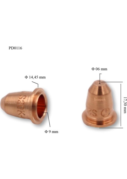 S25-S35-S45 0,65MM Plazma Kesim Memesi PD0116-06 1 adet fiyatıdır