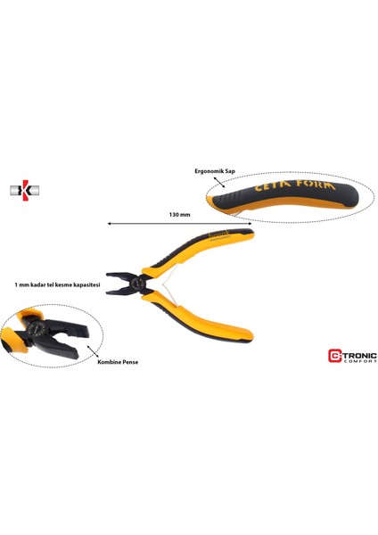 130 mm Elektronikçi Kombine Pense H22-130