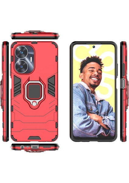 Oppo Realme C55 Halka Standlı Darbeye Dayanıklı Telefon Kılıfı (Yurt Dışından) modelleri