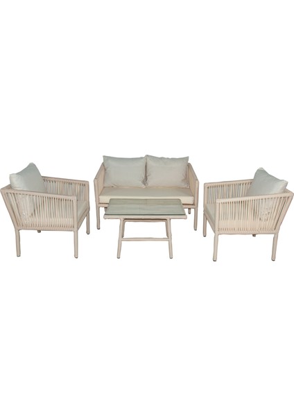 Berlin Rattan Bahçe Balkon Oturma Takımı Kum Rengi