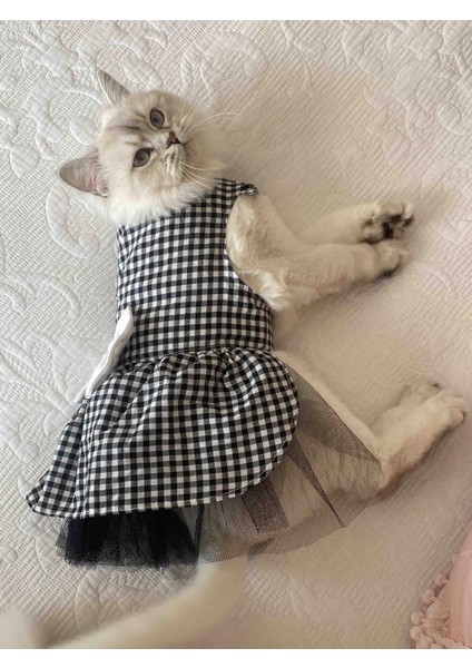 Beyaz Siyah Kareli Dişi Kedi Köpek Kıyafeti Elbisesi Xlarge/xl/beden 4 fiyatları