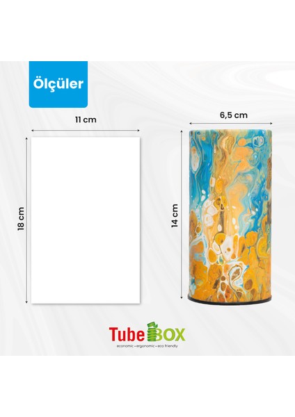 Tube Box Silindir Kutulu Peçete 3'lü Set (3 Farklı Desen ) - Araç Bardaklık Peçete Kutusu