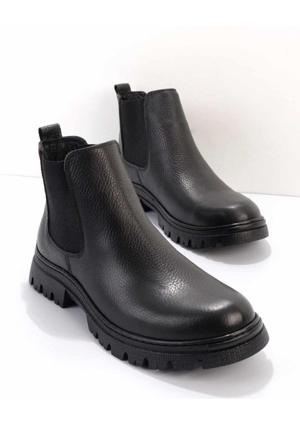 Siyah Floter Leather Erkek Bot & Bootie E02863152040