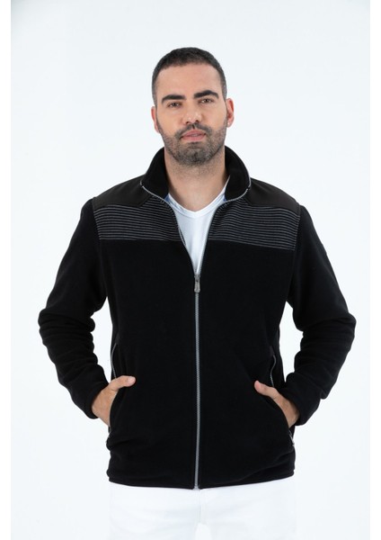 Erkek Anti-Pilling Tüylenme Yapmayan Soğuga Dayanıklı Tam Fermuarlı Dik Yaka sweatshirt Polar ceket 9744