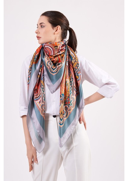 Saf Ipek Şal Fular | 140 cm | Etro Desen 8