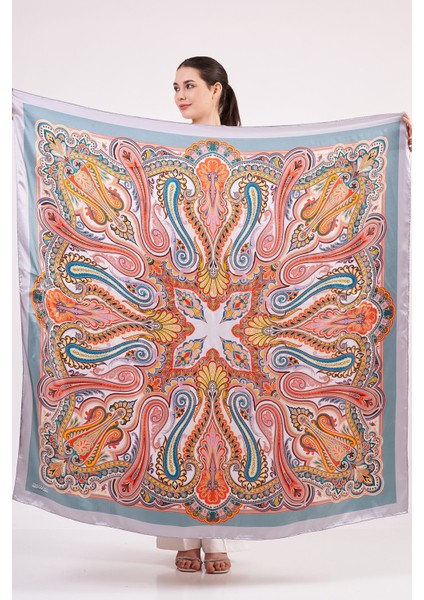 Saf Ipek Şal Fular | 140 cm | Etro Desen 8