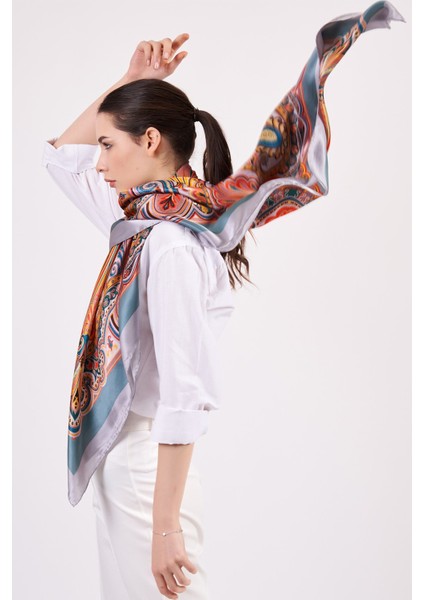 Saf Ipek Şal Fular | 140 cm | Etro Desen 8