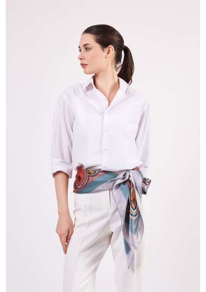Saf Ipek Şal Fular | 140 cm | Etro Desen 8