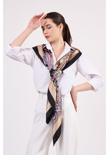 Saf Ipek Şal Fular | 140 cm | Etro Desen 7