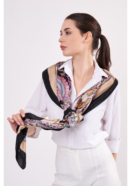 Saf Ipek Şal Fular | 140 cm | Etro Desen 7