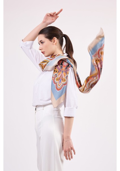 Saf Ipek Şal Fular | 140 cm | Etro Desen 3 fırsatları