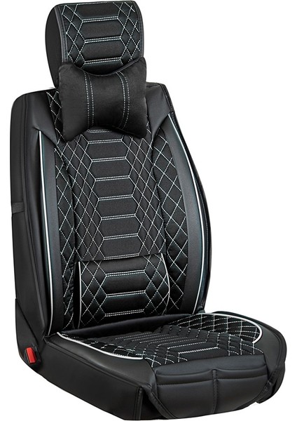 fiat Stilo Lüx Deri Oto Koltuk Kılıfı 5'li Set Tam Takım Cross Siyah Beyaz modelleri