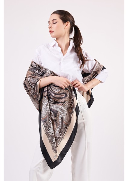 Saf Ipek Şal Fular | 140 cm | Etro Desen 5