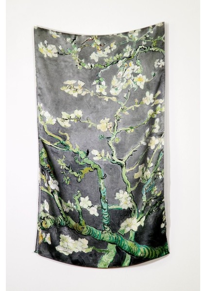 Ipek Fular | 55X180 cm | Van Gogh Badem Ağacı Antrasit | Nomads Felt indirimleri