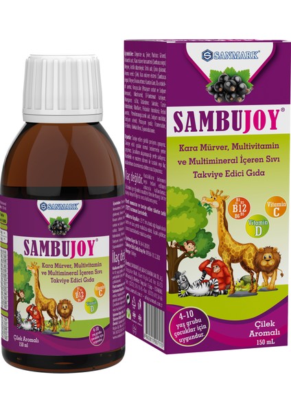 Sambujoy Sambucus Nigra Ekstresi, Multivitamin ve Multimineral Çilek Aromalı 150 ml