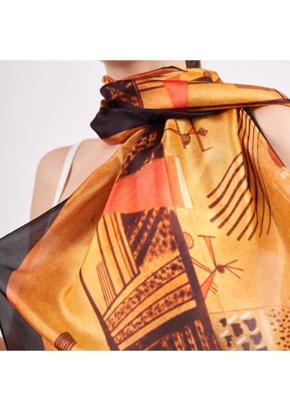 Vual Ipek Fular | 55X180 cm | Gold | Nomads Felt indirimleri