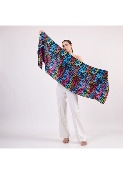 Saf Ipek Fular | 55X180 cm | Neon Baskılı | Nomads Felt