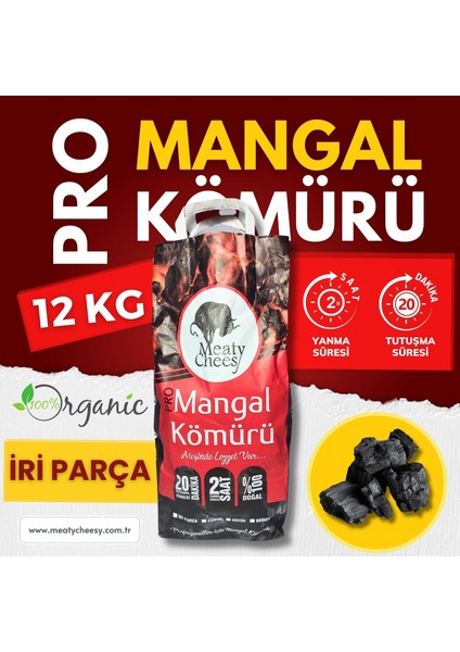 Prime Bio Karbon Mangal & Barbekü Kömürü (Iri Parça) - 12 kg