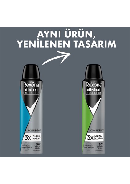 Men Clinical Protection Erkek Sprey Deodorant Confidence 96 Saat Koruma 150 Ml X2