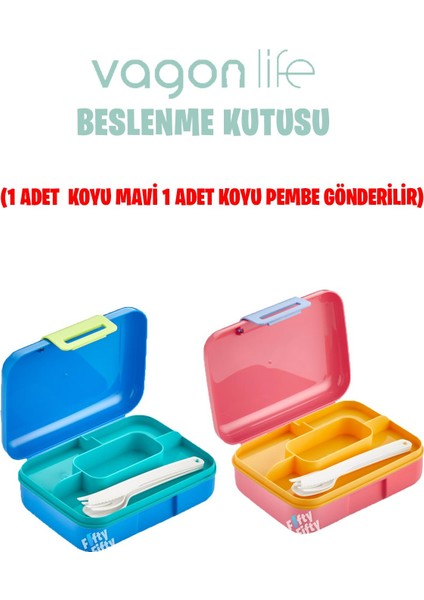 Beslenme Kutusu 2 Katlı Çatal bıçak kaşık Setli