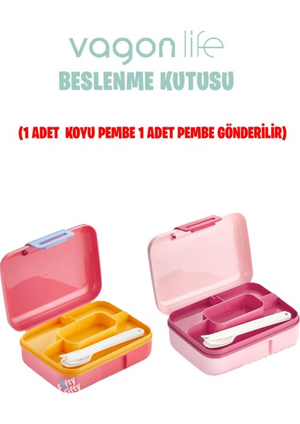 Beslenme Kutusu 2 Katlı Çatal bıçak kaşık Setli