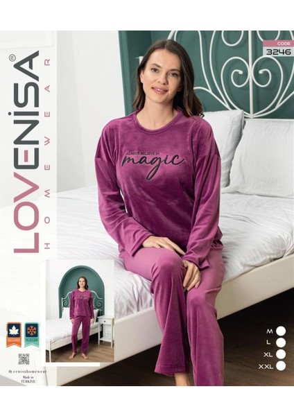 Lovenisa Bayan Kadife Pijama Takım Fuşya