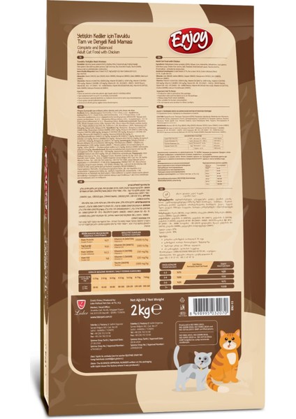 Enjoy Yetişkin Kediler Için Tavuklu Tam ve Dengeli Kedi Maması 2 kg fiyatları